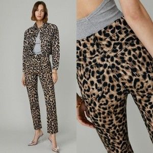 Reformation Cynthia Leopard High Rise Straight Jeans Size 25